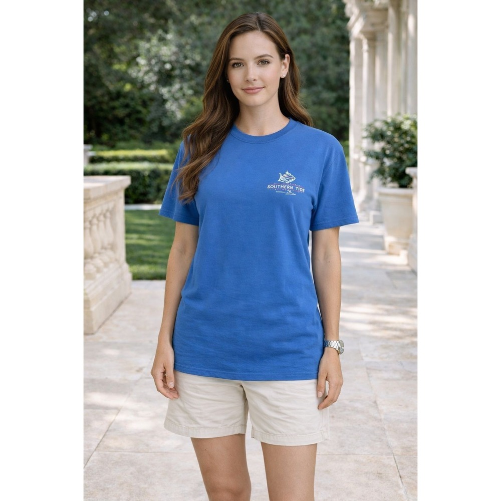 SOUTHERN TIDE New Firework Flight Graphic Tee Blue MEDIUM Women's T-Shirt 10183